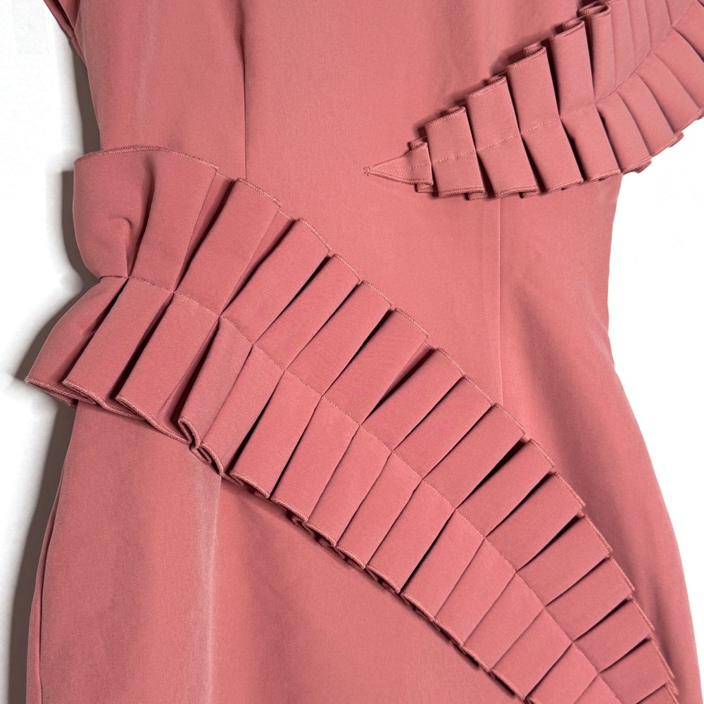 Andrea Iyamah Safia Dress Pink Peach Rose Pleat Ruffle Mini Easter SZ Small - Picture 8 of 16